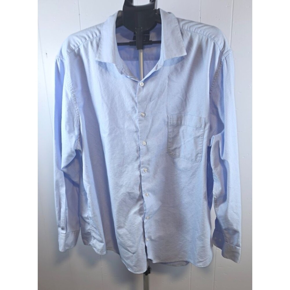 Alfani Performance Regular Fit XXL 2XL 18-18.5 36/37 Blue Button Front Shirt